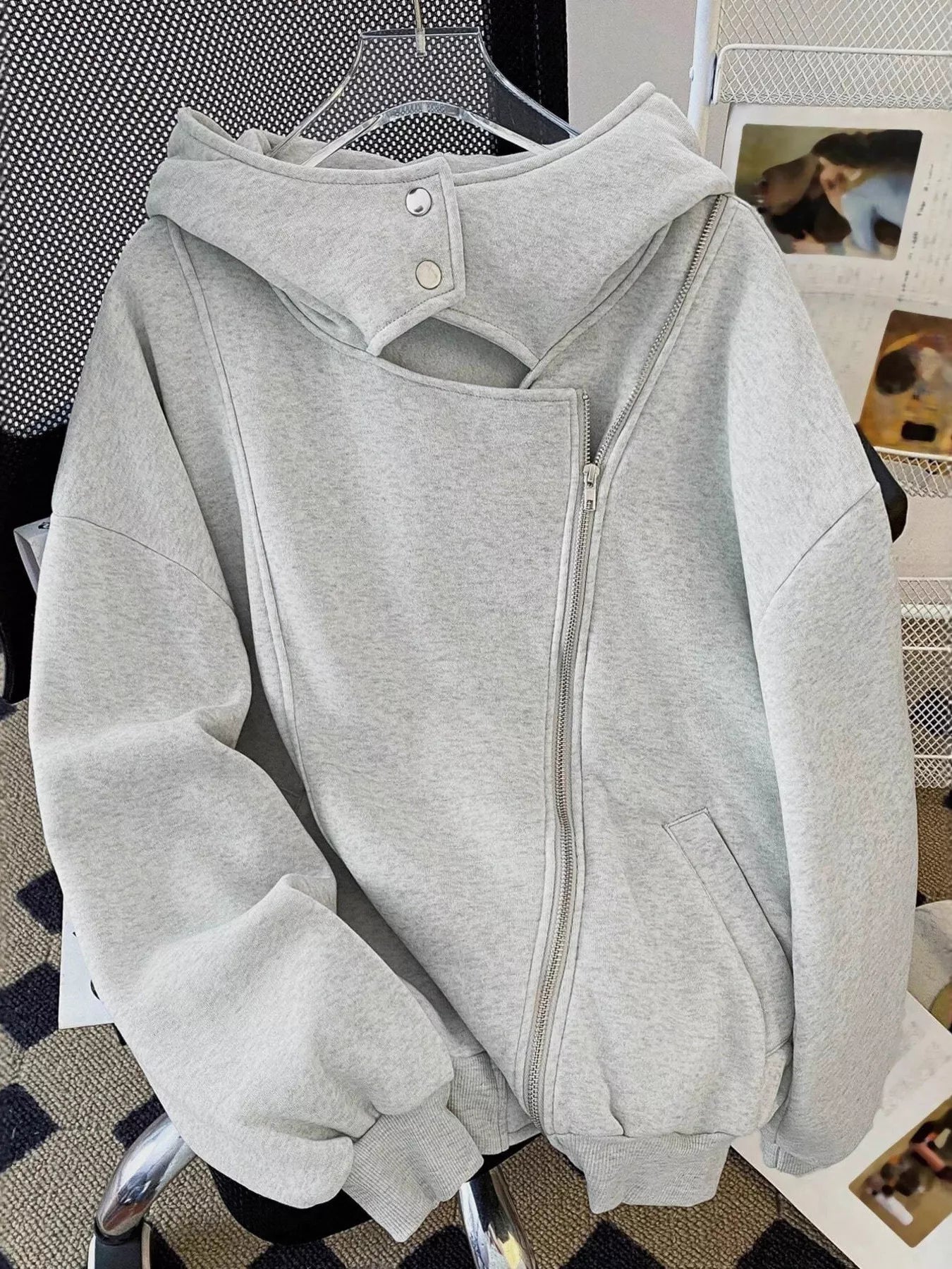 Trendy Zip Up Long Sleeve Hoodie with Pocket - Slightly Stretchy 100% Polyester Fabric