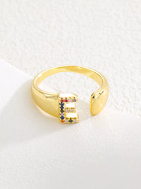 18K Gold-Plated Zircon Letter Ring E onesize