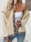 Plaid Hem Button Up Long Sleeve Shacket