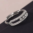 Moving Crystal Bar Necklace and Ring Jewelry Set