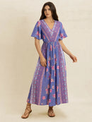 Printed Short Sleeve Midi Dress