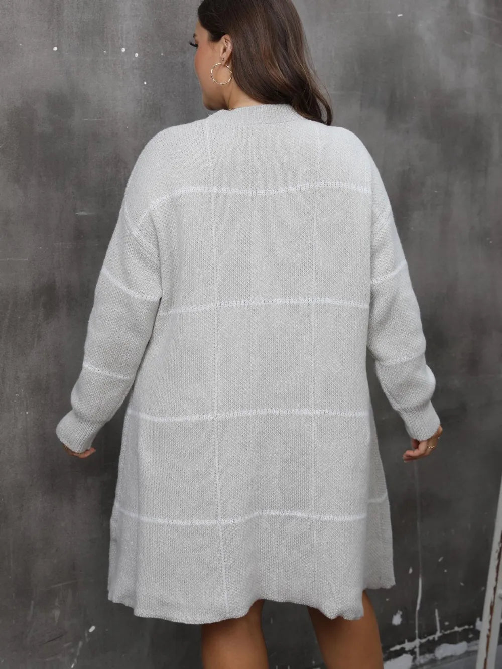 Plus Size Stylish Round Neck Long Sleeve Sweater Dress with Moderate Stretch - 100% Polyester