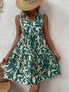 Full Size Printed Notched Sleeveless Mini Dress Plus Size - Store 42
