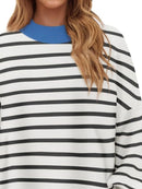 Striped Round Neck Long Sleeve Sweater