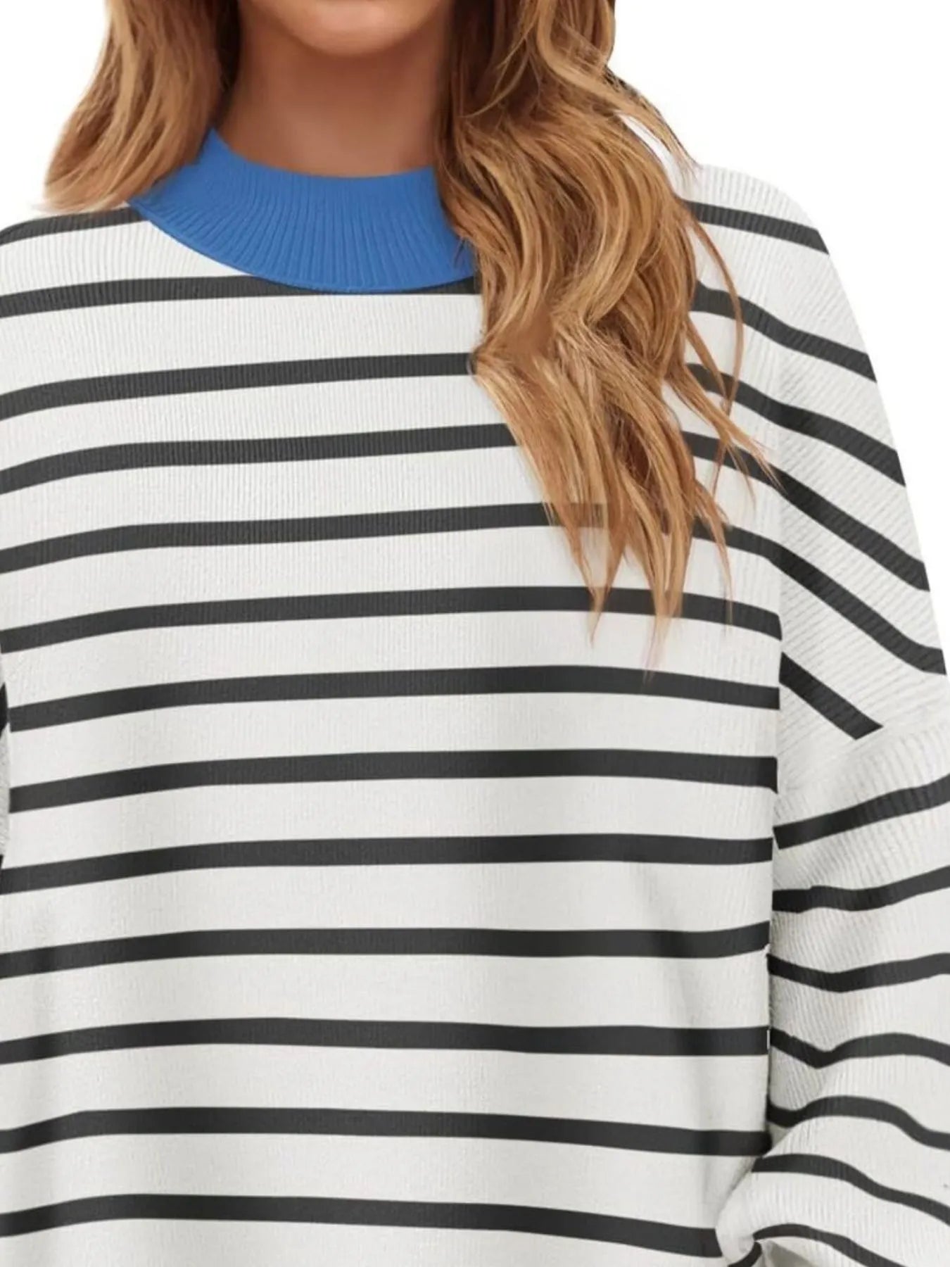 Striped Round Neck Long Sleeve Sweater