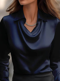 Full Size Collared Neck Long Sleeve Blouse Plus Size - Store 42