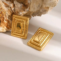 18K Gold-Plated Stainless Steel Square Shape Earrings - Store 42