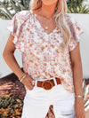 Full Size Flutter Sleeve Floral V-Neck Blouse Plus Size - Store 42