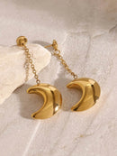 Elegant 18K Gold-Plated Stainless Steel Moon Dangle Earrings - Perfect for Any Occasion - Store 42