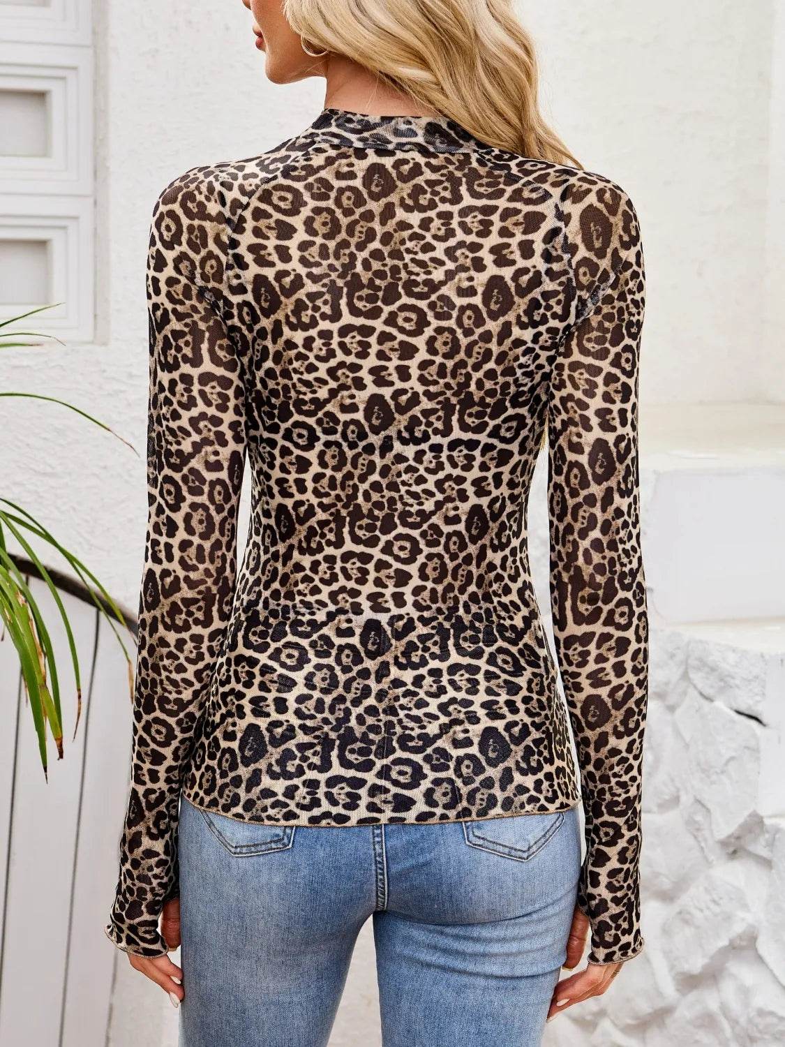 Floral Mock Neck Long Sleeve Top for Women - Slightly Stretchy, Comfortable Polyester Blend - Store 42
