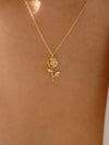 Alloy Rose Pendant Necklace Gold One Size