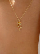 Alloy Rose Pendant Necklace Gold One Size