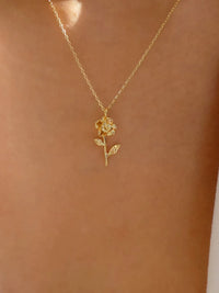 Alloy Rose Pendant Necklace Gold One Size