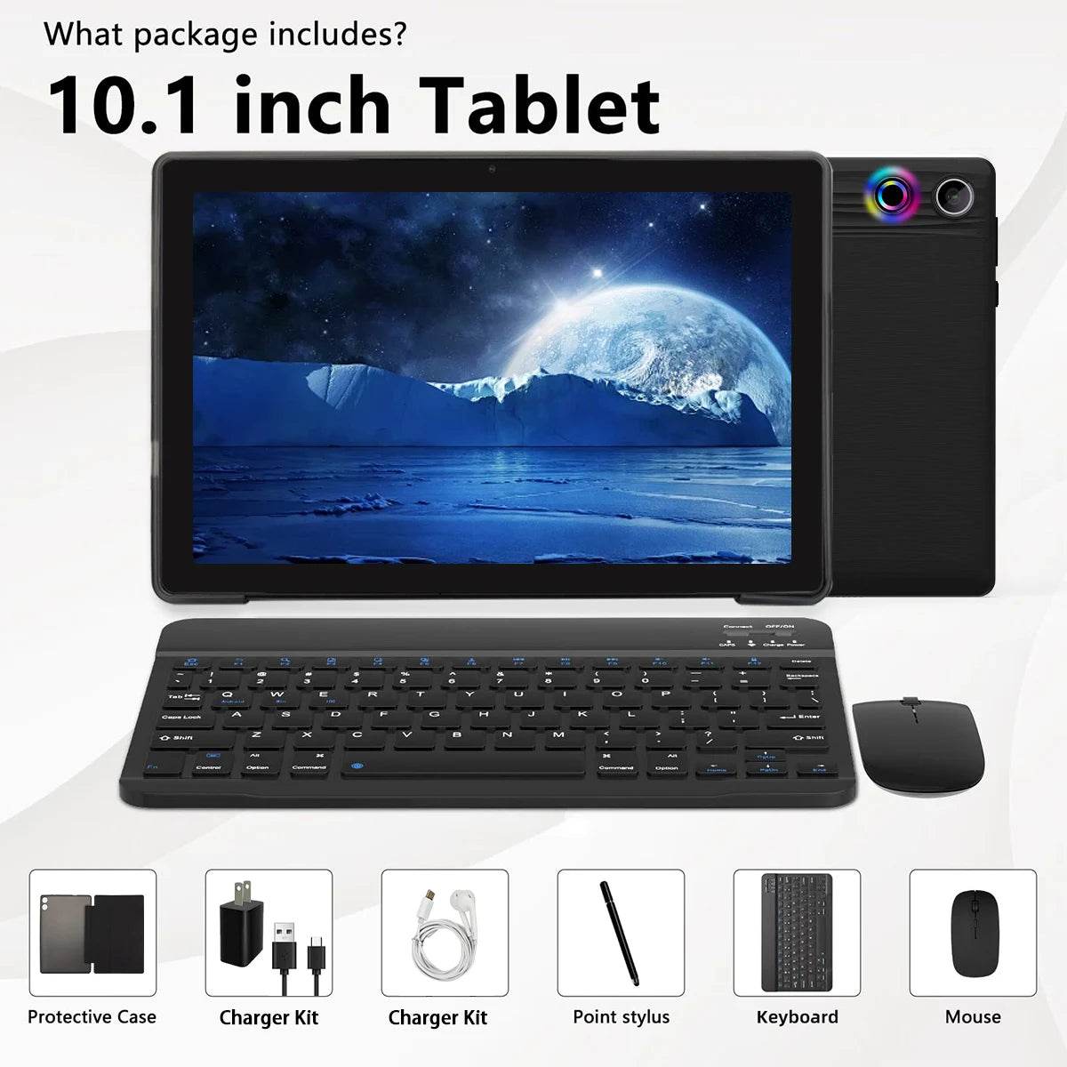A10L 10-Inch Tablet Android 14, 12GB RAM, 64GB ROM, WiFi 6, Expandable Storage Up to 1TB