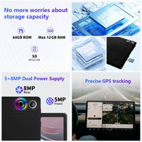 A10L 10-Inch Tablet Android 14, 12GB RAM, 64GB ROM, WiFi 6, Expandable Storage Up to 1TB