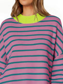 Striped Round Neck Long Sleeve Sweater