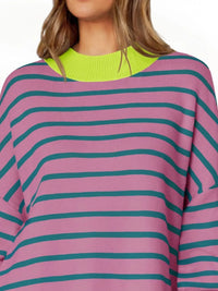 Striped Round Neck Long Sleeve Sweater