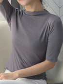 Men's Solid Color Short Sleeve T-Shirt - 100% Polyester, Slightly Stretchy, Imported - Store 42