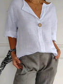 Full Size Casual Notched Drop Shoulder Blouse Plus Size - Store 42