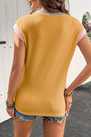 Contrast Trim Ribbed Knit Sleeveless Top