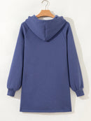Fleece Lined Adjustable Drawstring Oversize Tunic Hoodie