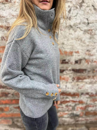 Full Size Button-Detail Turtleneck Sweater Plus Size - Store 42