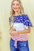 And The Why American Flag Print Tie Knot Front Casual Top - Store 42
