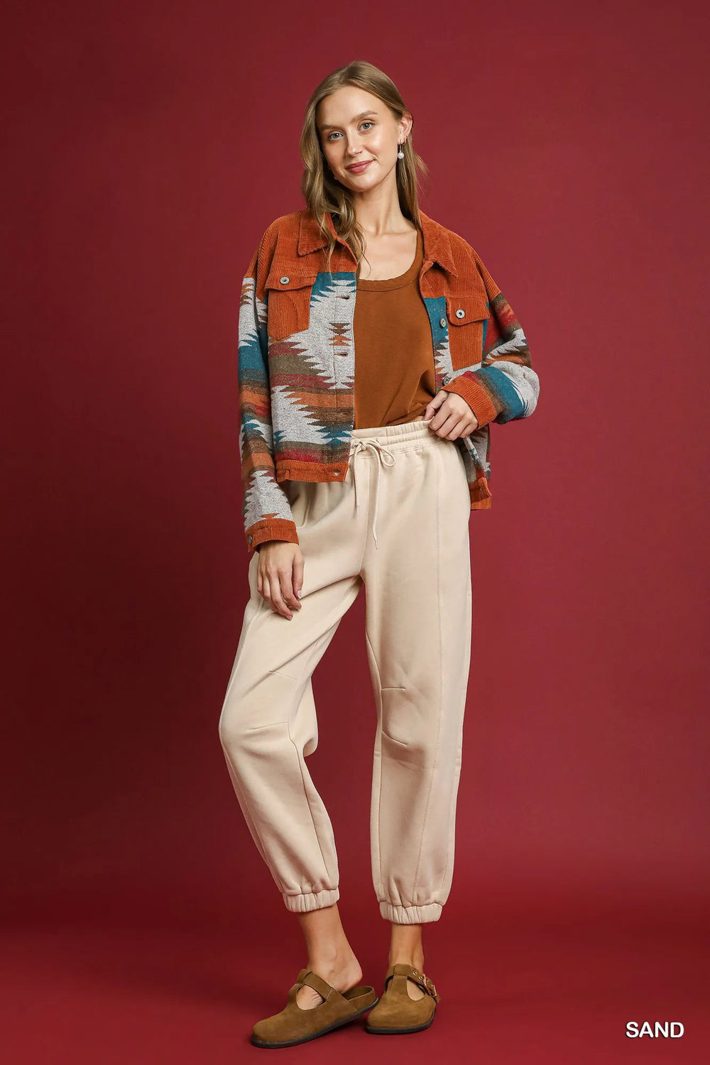 Umgee Cozy Fleece Jogger Pants with Adjustable Drawstring Waist - Comfortable Casual Wear