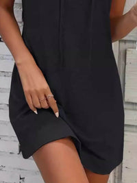 Full Size Drawstring Casual Sleeveless Hooded Mini Dress Plus Size - Store 42