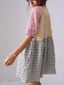 Colorful Mixed Gingham Shirt Dress