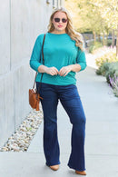 Basic Bae Full Size Round Neck Batwing Sleeve Top - Soft Stretch Rayon Blend, Opaque Design - Store 42