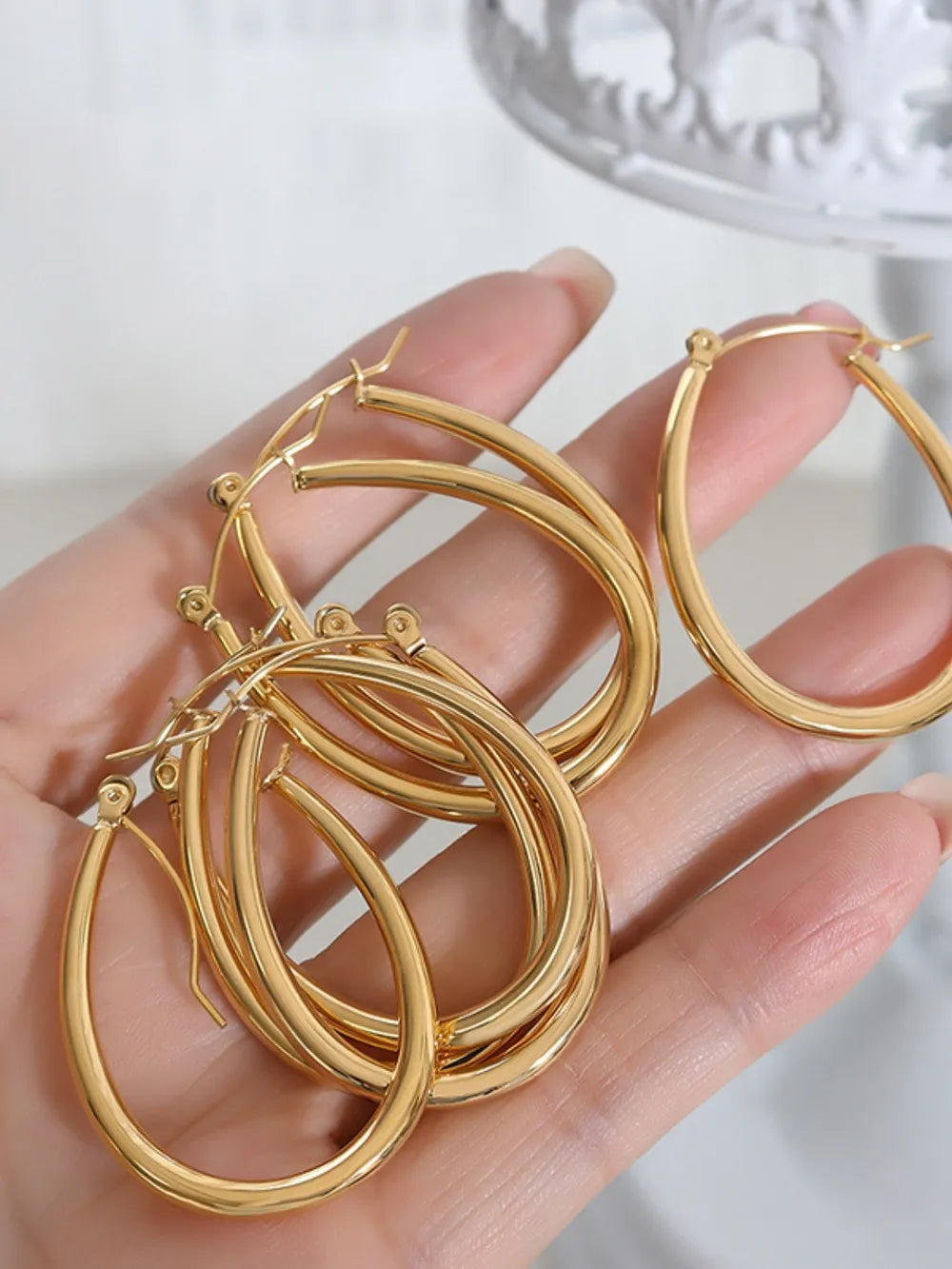 Stylish 18K Gold-Plated Titanium Steel Earrings - Unique Design, Lightweight, Elegant Accessory