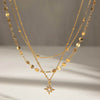 18K Gold-Plated Layered Necklace with Celestial Star Pendants for Elegant Styling - Store 42