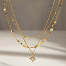 18K Gold-Plated Layered Necklace with Celestial Star Pendants for Elegant Styling - Store 42