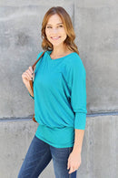 Basic Bae Full Size Round Neck Batwing Sleeve Top - Soft Stretch Rayon Blend, Opaque Design - Store 42