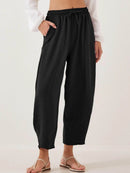 Full Size Drawstring Wide Leg Cropped Pants Plus Size - Store 42