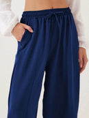 Full Size Drawstring Wide Leg Cropped Pants Plus Size - Store 42