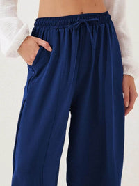 Full Size Drawstring Wide Leg Cropped Pants Plus Size - Store 42