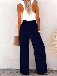 Full Size High-Waisted Textured Wide Leg Pants Plus Size - Store 42