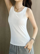 Scoop Neck Tank Top White One Size