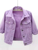 Full Size Cropped Denim Jacket Plus Size