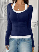 Scoop Neck Long Sleeve T-Shirt - Slightly Stretchy, 95% Polyester for Comfort, Easy Care - Store 42