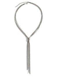 Elegant Twisted Knot Chain Tassel Necklace in Platinum and 18K Gold-Plated Finish - Store 42