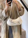 PU Leather Buckle Shoulder Bag White One Size