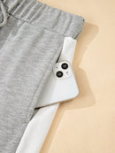 Contrast Trim Round Neck Top and Pants Set