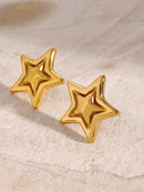 Elegant 18K Gold-Plated Stainless Steel Star Stud Earrings - Lightweight, Durable Design - Store 42