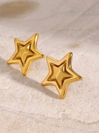Elegant 18K Gold-Plated Stainless Steel Star Stud Earrings - Lightweight, Durable Design - Store 42