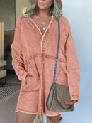 Full Size Button-Front Long Sleeve Denim Shirt Dress Plus Size - Store 42