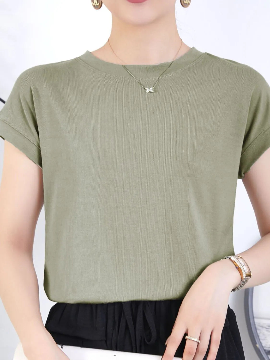 Round Neck Short Sleeve T-Shirt Sage