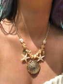 18K Gold-Plated Beach Shell Starfish Pendant Necklace - Store 42